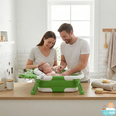 baignoire-bebe-pliante-verte-parents