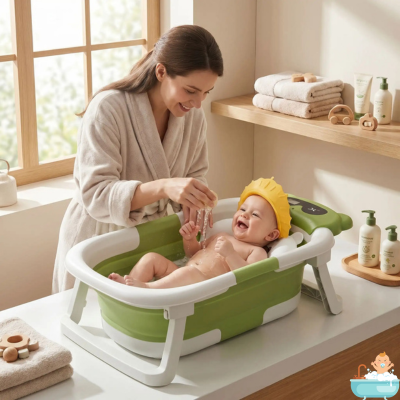 baignoire-siege-bebe-verte-bonheur