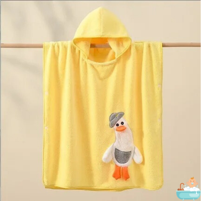 cape-de-bain-bebe-canard-jaune