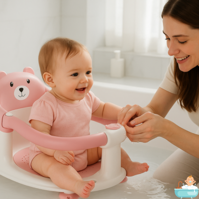 chaise-pour-le-bain-bebe-ours-rose-mere
