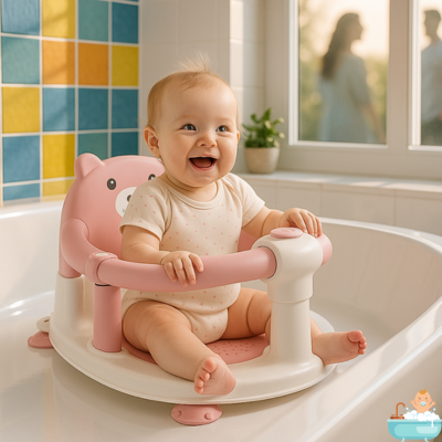 chaise-ppur-le-bain-bebe-ours-rose-fille