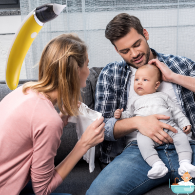 mouche-bébé-électrique-jaune-parents-heureux