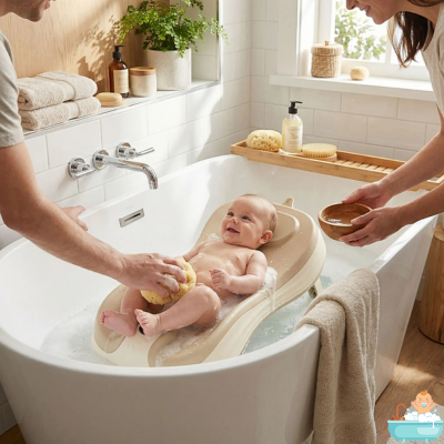 siege-bebe-baignoire-marron-parents