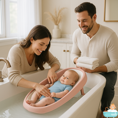 siege-de-bain-bebe-rose-serviettes