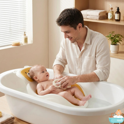 siege-de-bains-bebe-jaune-ours-jaune-papa